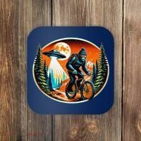 Bigfoot Alien Ufo Bicycle Ride Sasquatch On Bicycle Coaster thumb 0