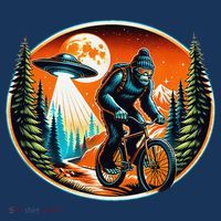 Bigfoot Alien Ufo Bicycle Ride Sasquatch On Bicycle Women's Hoodie thumb 2