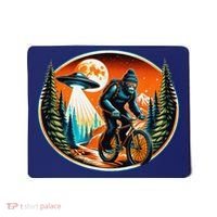 Bigfoot Alien Ufo Bicycle Ride Sasquatch On Bicycle Mousepad thumb 0