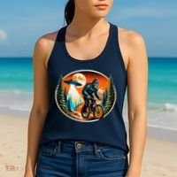 Bigfoot Alien Ufo Bicycle Ride Sasquatch On Bicycle Women's Tank Top thumb 2