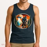 Bigfoot Alien Ufo Bicycle Ride Sasquatch On Bicycle Tank Top thumb 3