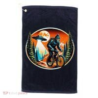 Bigfoot Alien Ufo Bicycle Ride Sasquatch On Bicycle Golf Towel thumb 0