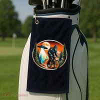 Bigfoot Alien Ufo Bicycle Ride Sasquatch On Bicycle Golf Towel thumb 2