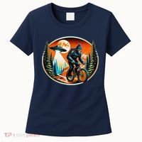 Bigfoot Alien Ufo Bicycle Ride Sasquatch On Bicycle Women's T-Shirt thumb 0