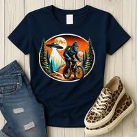 Bigfoot Alien Ufo Bicycle Ride Sasquatch On Bicycle Women's T-Shirt thumb 3