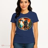 Bigfoot Alien Ufo Bicycle Ride Sasquatch On Bicycle Women's T-Shirt thumb 4