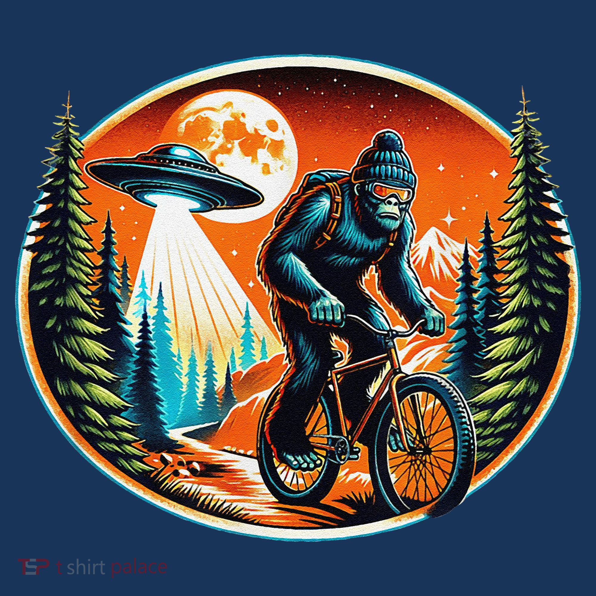 Bigfoot Alien Ufo Bicycle Ride Sasquatch On Bicycle Women's T-Shirt