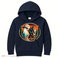 Bigfoot Alien Ufo Bicycle Ride Sasquatch On Bicycle Kids Hoodie thumb 0