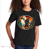 Bigfoot Alien Ufo Bicycle Ride Sasquatch On Bicycle Kids T-Shirt thumb 2