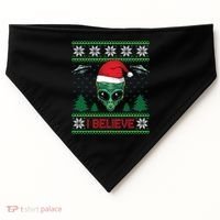 Believe Alien Ufo Funny Christmas Alien Head Graphic Ugly Gift USA-Made Doggie Bandana thumb 0