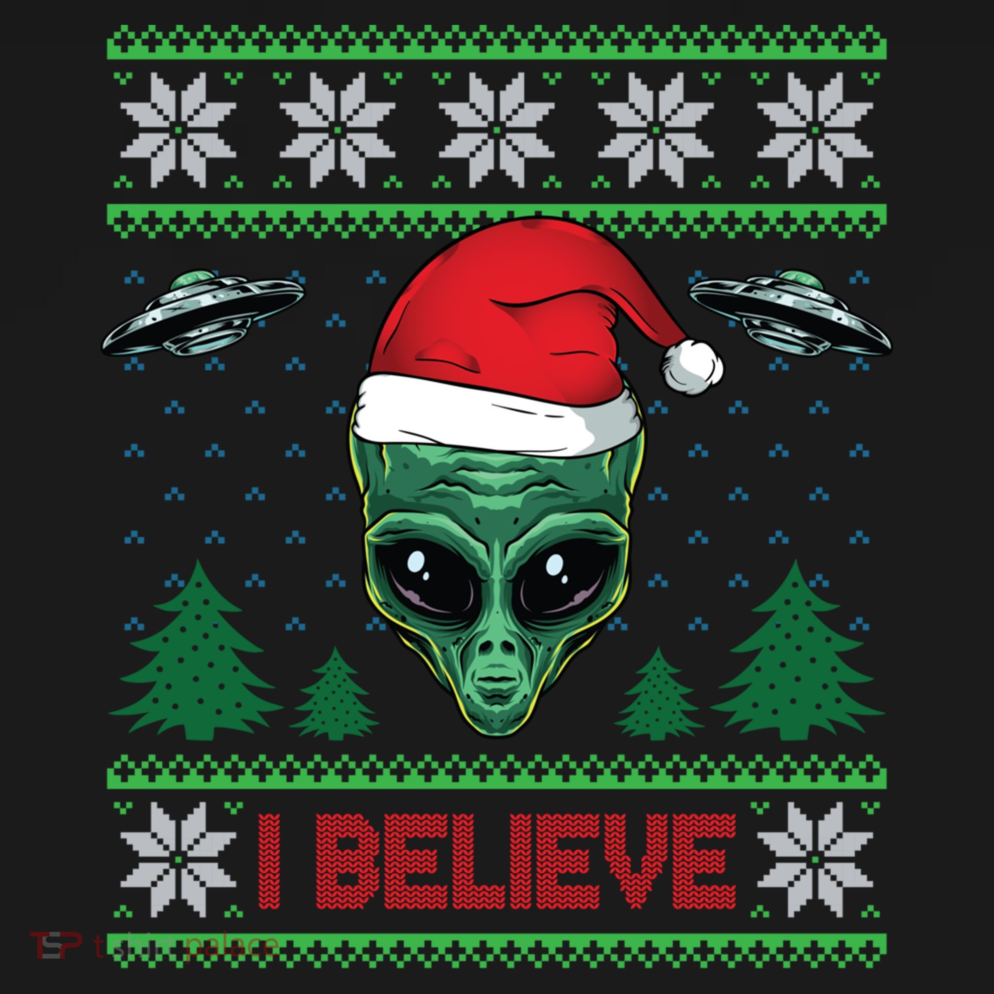 Believe Alien Ufo Funny Christmas Alien Head Graphic Ugly Gift Women's Hoodie