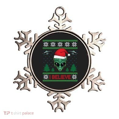 Believe Alien Ufo Funny Christmas Alien Head Graphic Ugly Gift Ornament