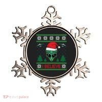 Believe Alien Ufo Funny Christmas Alien Head Graphic Ugly Gift Ornament thumb 0