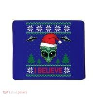Believe Alien Ufo Funny Christmas Alien Head Graphic Ugly Gift Mousepad thumb 0