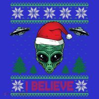 Believe Alien Ufo Funny Christmas Alien Head Graphic Ugly Gift Mousepad thumb 1