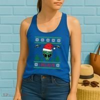 Believe Alien Ufo Funny Christmas Alien Head Graphic Ugly Gift Women's Tank Top thumb 2