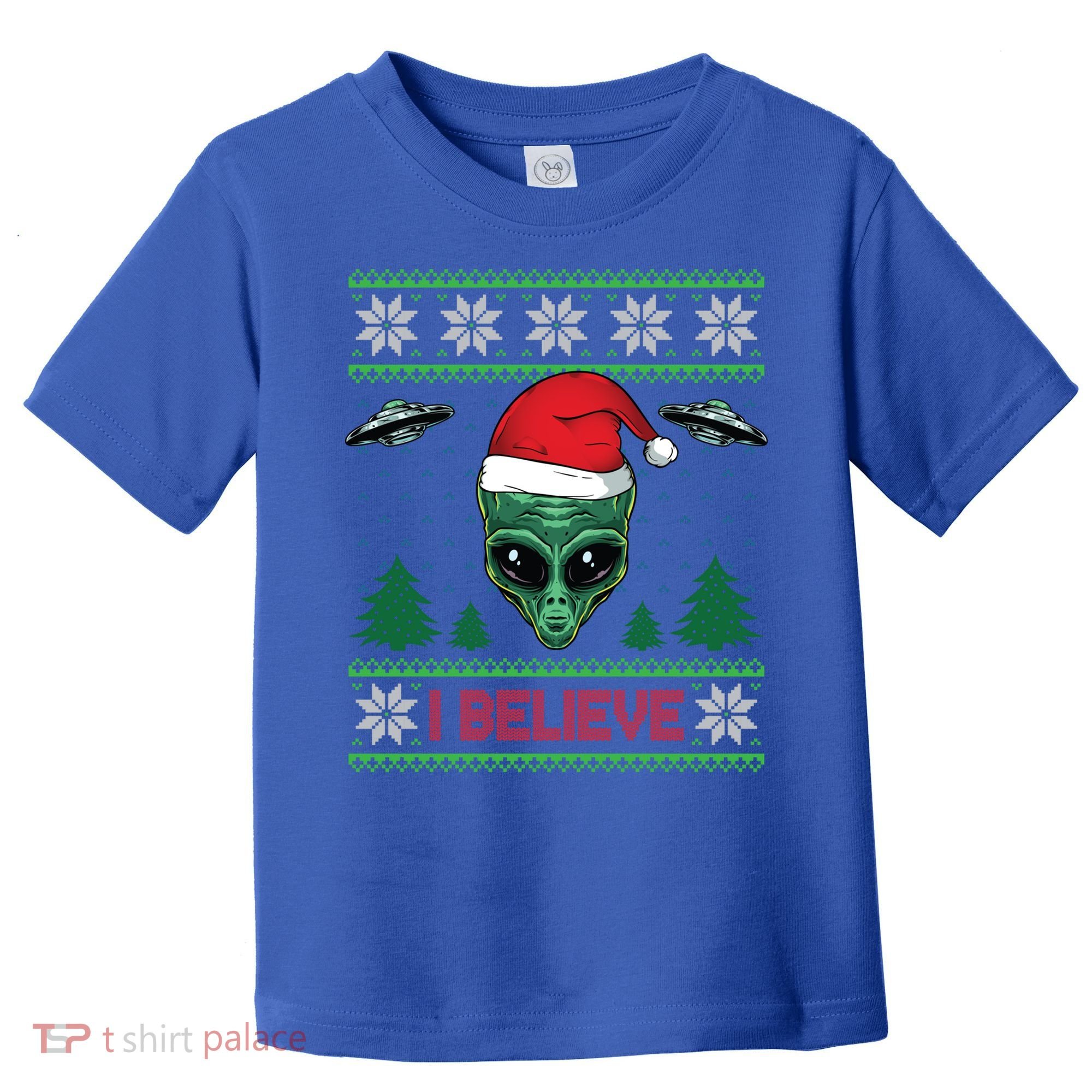 Believe Alien Ufo Funny Christmas Alien Head Graphic Ugly Gift Toddler T-Shirt