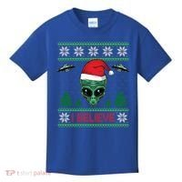Believe Alien Ufo Funny Christmas Alien Head Graphic Ugly Gift Kids T-Shirt thumb 0