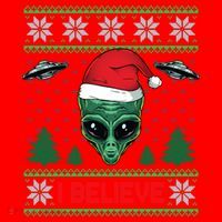 Believe Alien Ufo Funny Christmas Alien Head Graphic Ugly Gift Santa Hat thumb 1