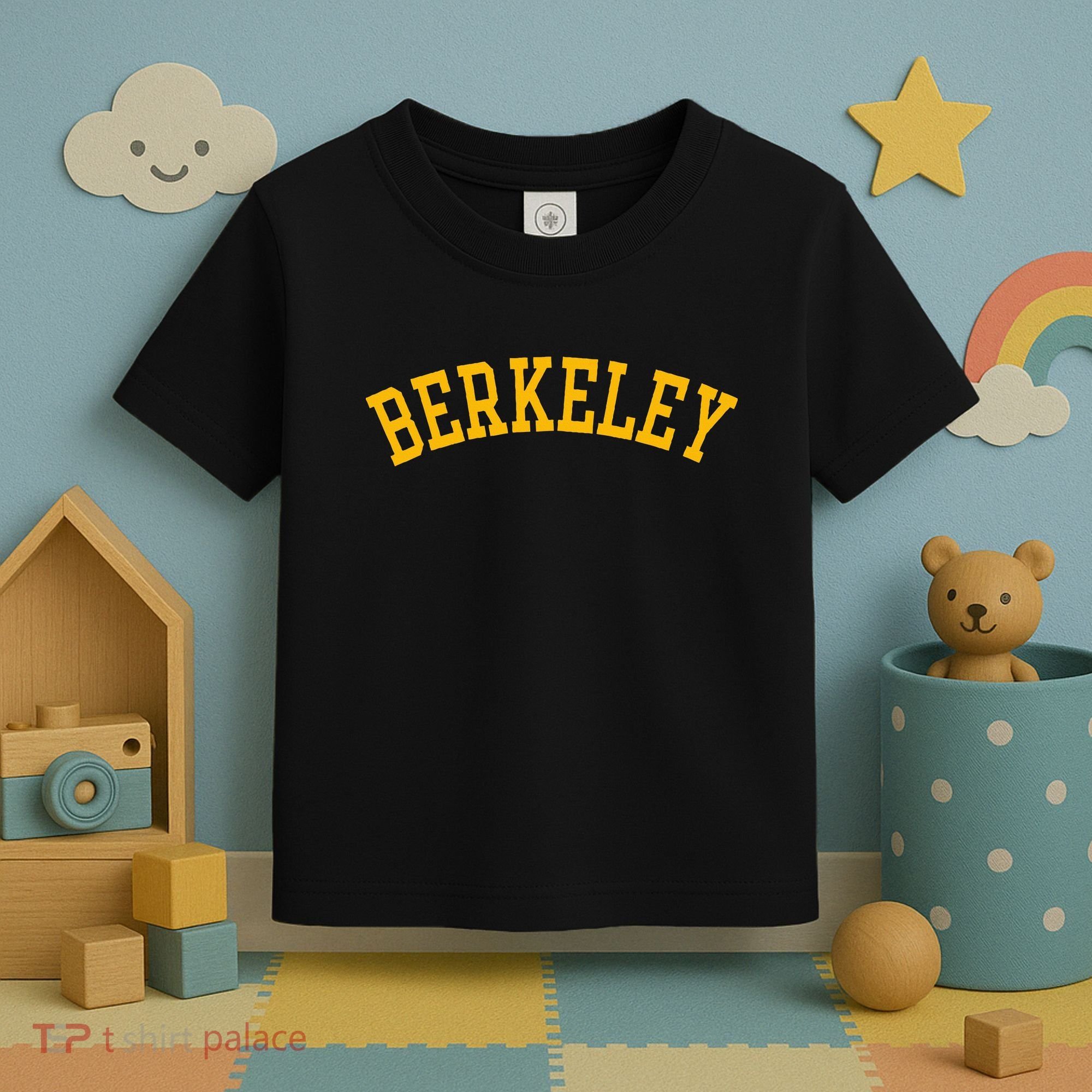 Berkeley Arched Varsity Text Yellow Berkeley Toddler T-Shirt
