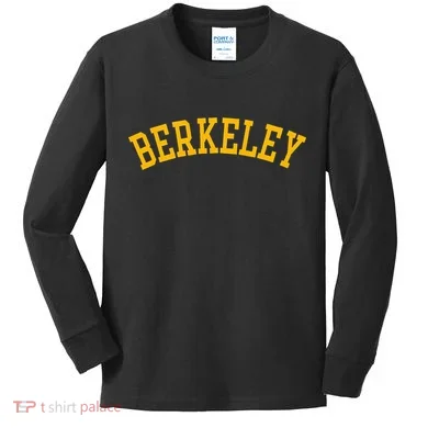 Berkeley Arched Varsity Text Yellow Berkeley Kids Long Sleeve Shirt