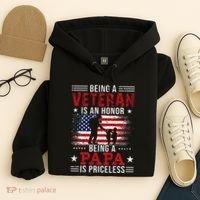 Being A Veteran Is An Honor Being Papa Is Priceless Hoodie thumb 4