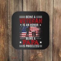 Being A Veteran Is An Honor Being Papa Is Priceless Coaster thumb 0