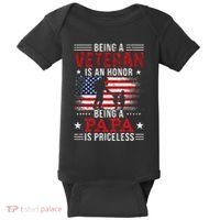 Being A Veteran Is An Honor Being Papa Is Priceless Baby Bodysuit thumb 0