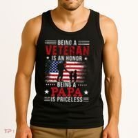 Being A Veteran Is An Honor Being Papa Is Priceless Tank Top thumb 3