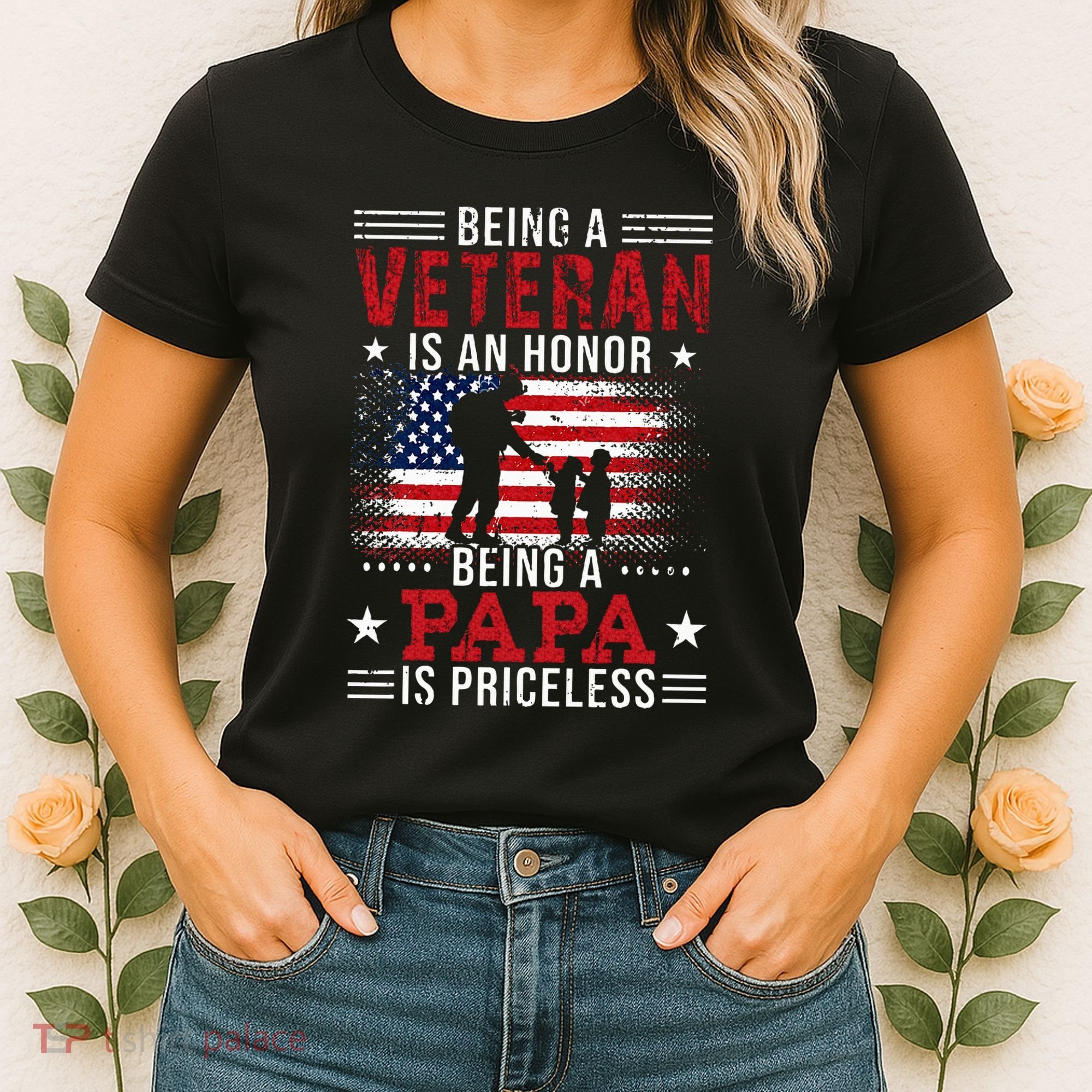 Being A Veteran Is An Honor Being Papa Is Priceless Women's T-Shirt
