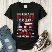 Being A Veteran Is An Honor Being Papa Is Priceless Women's T-Shirt thumb 3