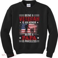 Being A Veteran Is An Honor Being Papa Is Priceless Kids Sweatshirt thumb 0
