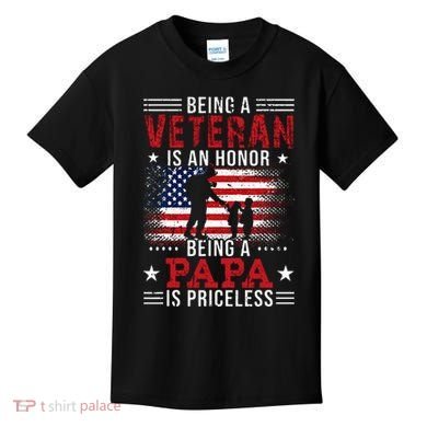 Being A Veteran Is An Honor Being Papa Is Priceless Kids T-Shirt
