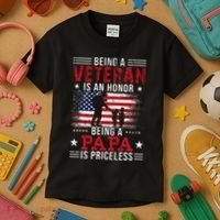 Being A Veteran Is An Honor Being Papa Is Priceless Kids T-Shirt thumb 3