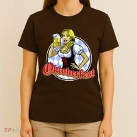 Bavarian Girl With A Glass of Beer Celebrating Oktoberfest T-Shirt thumb 4