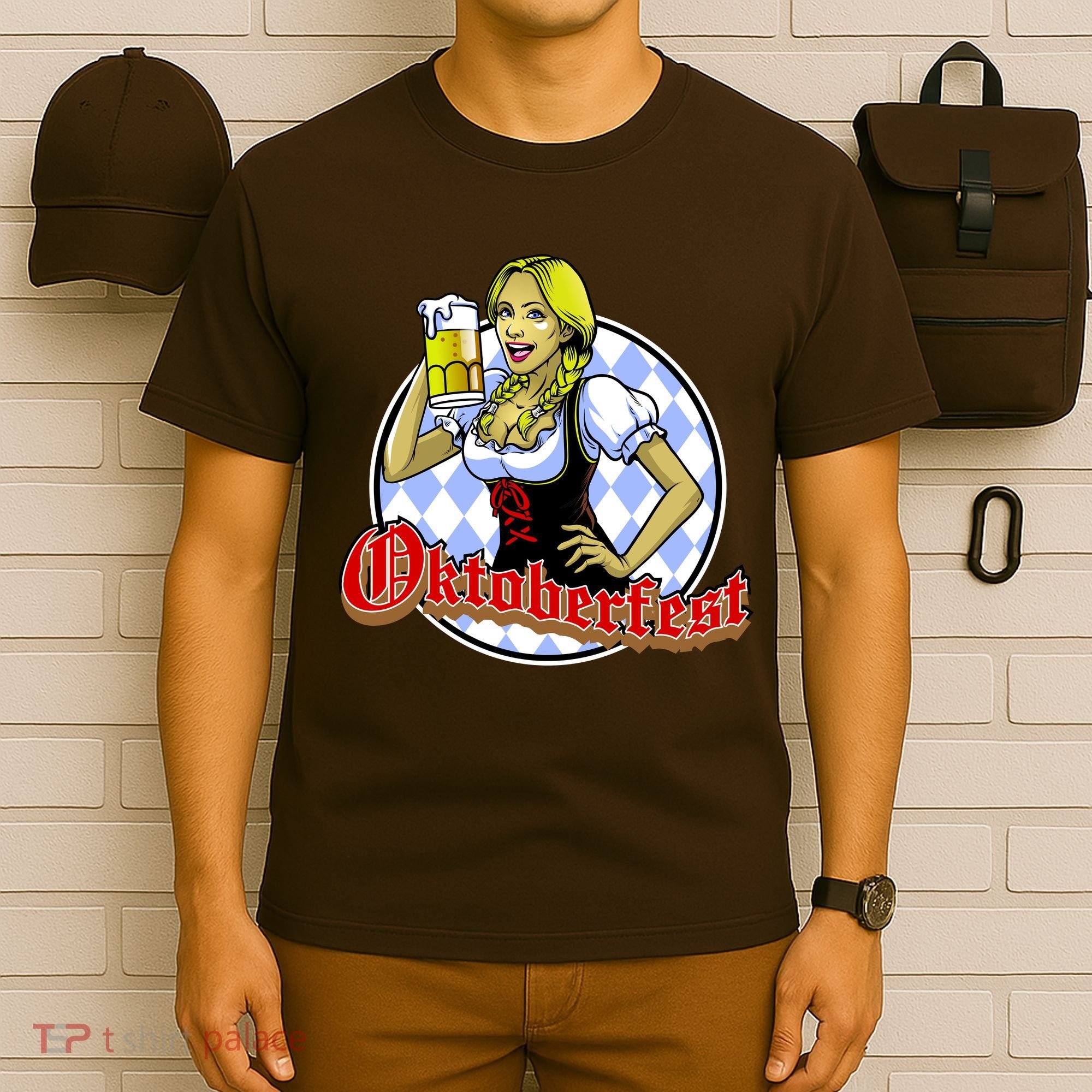 Bavarian Girl With A Glass of Beer Celebrating Oktoberfest T-Shirt