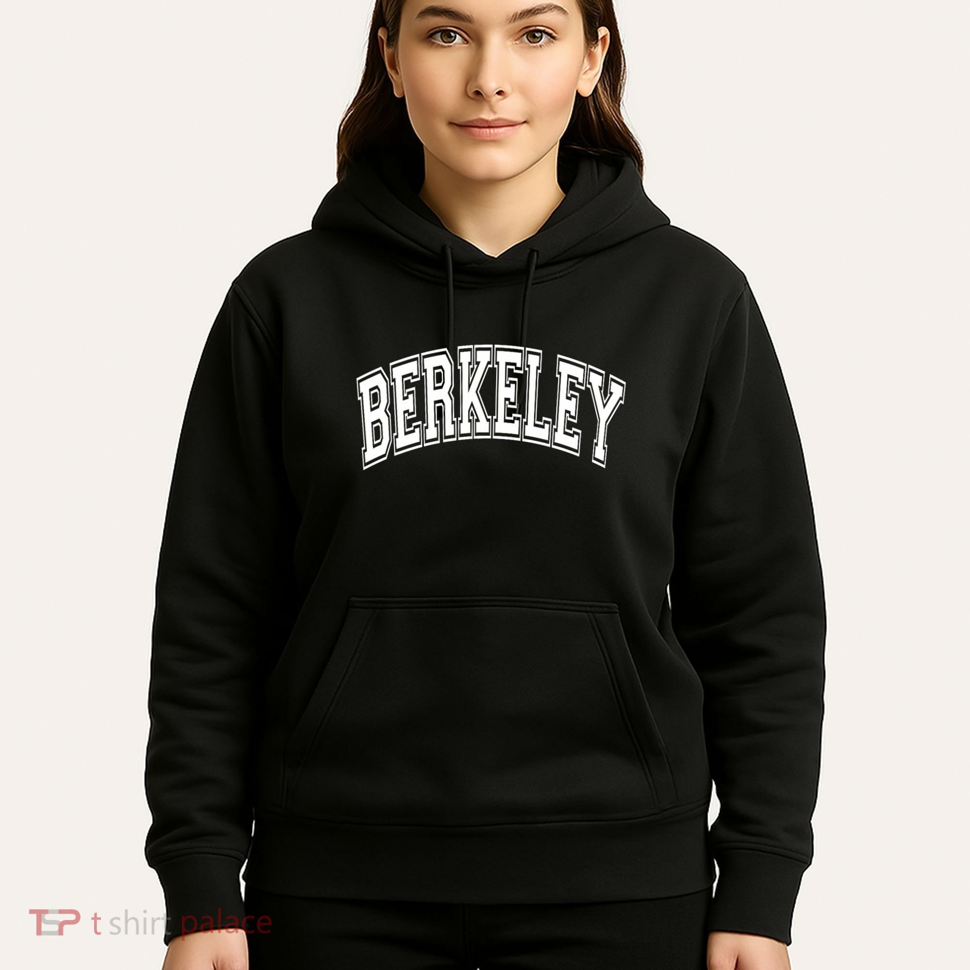 Berkeley Arched White Text Hoodie