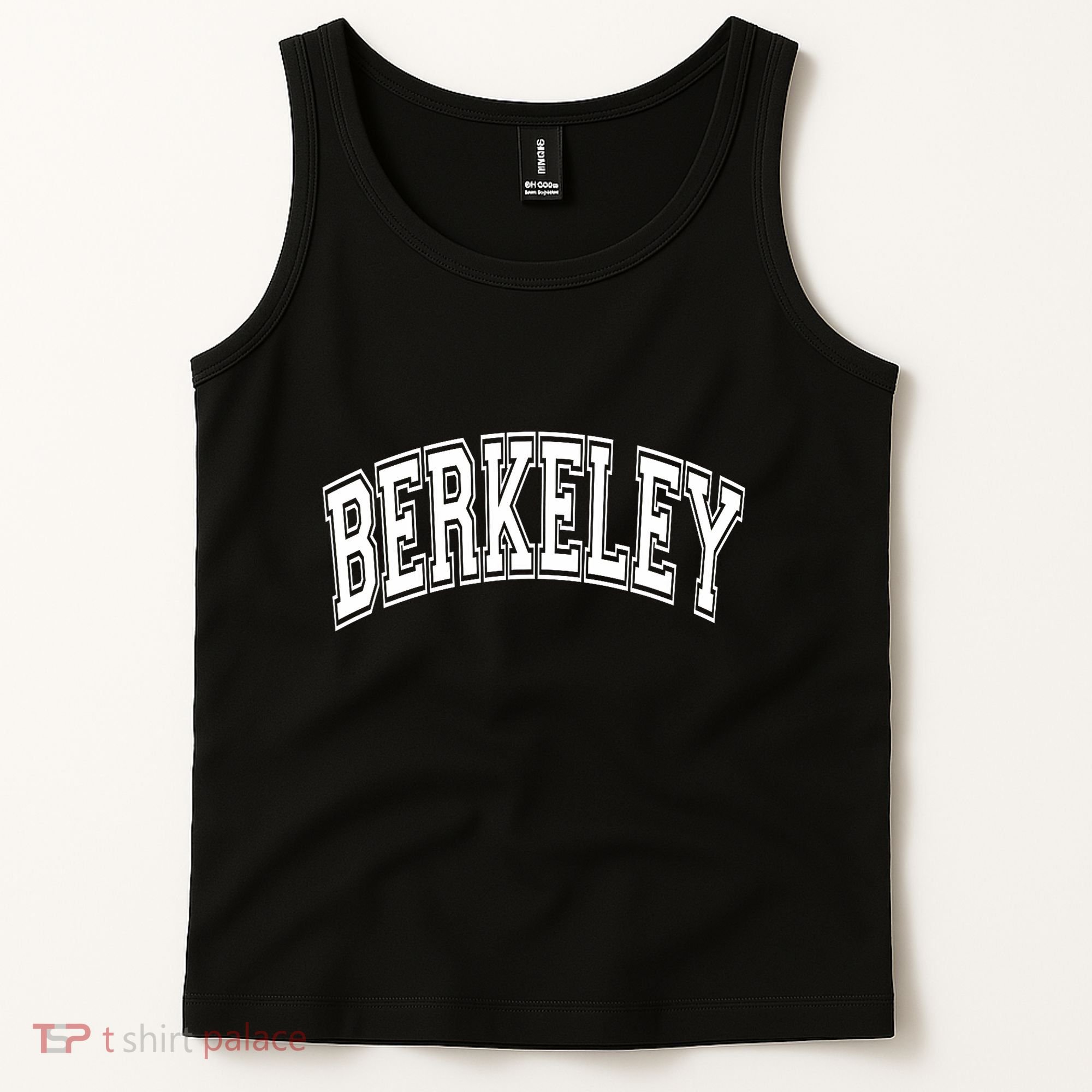 Berkeley Arched White Text Tank Top