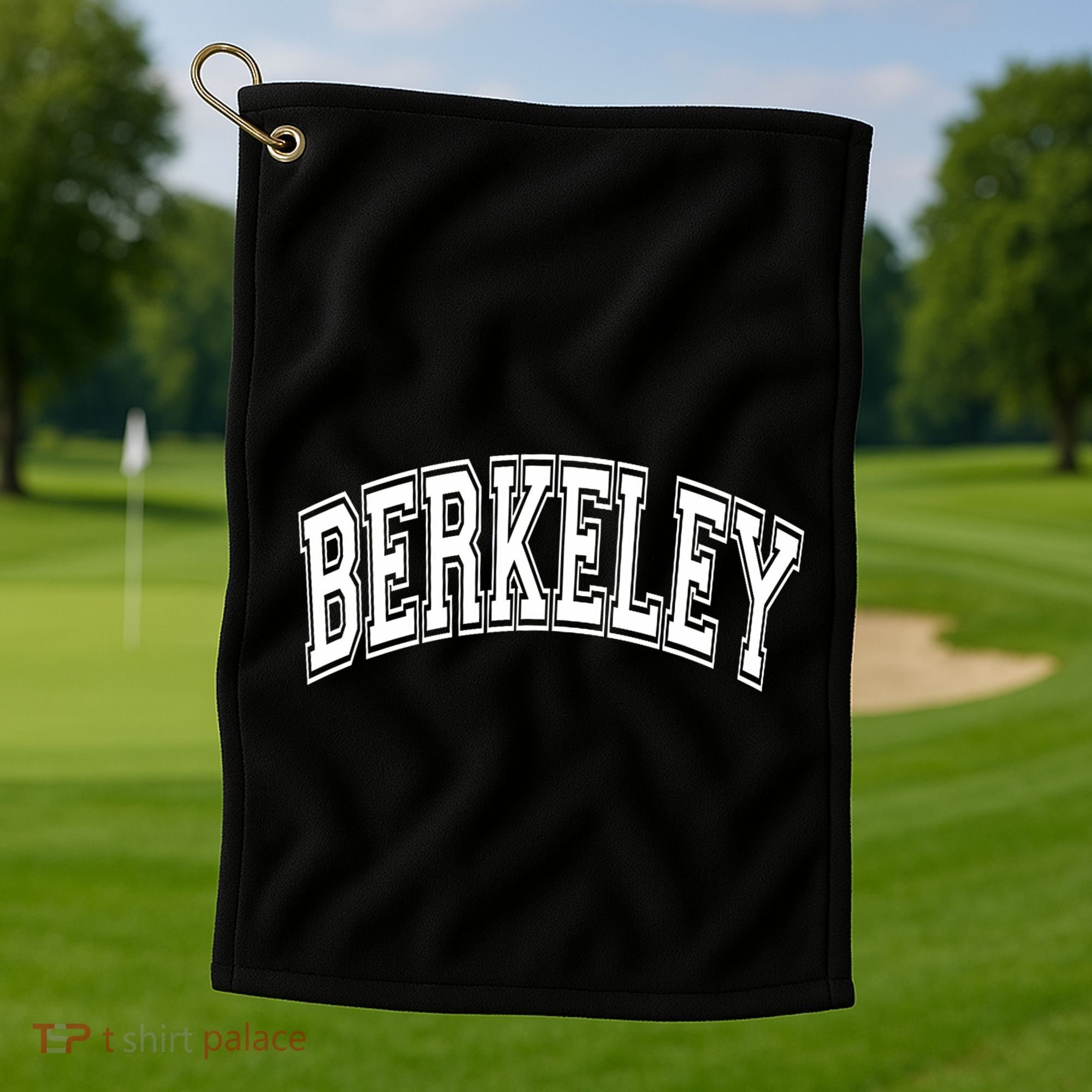 Berkeley Arched White Text Golf Towel