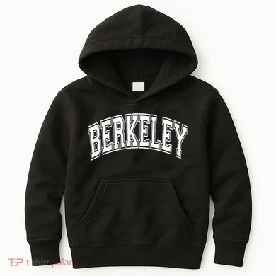 Berkeley Arched White Text Kids Hoodie