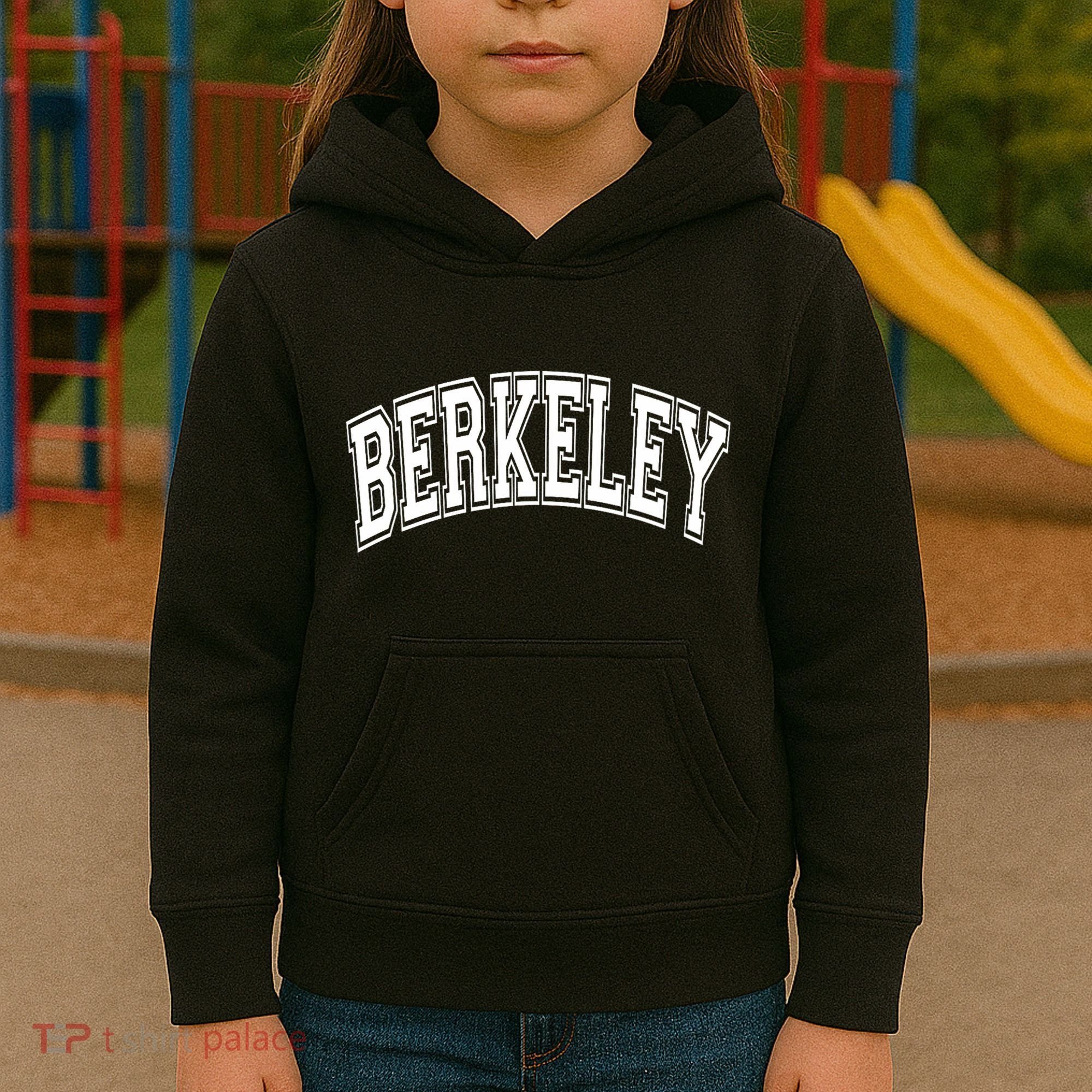 Berkeley Arched White Text Kids Hoodie