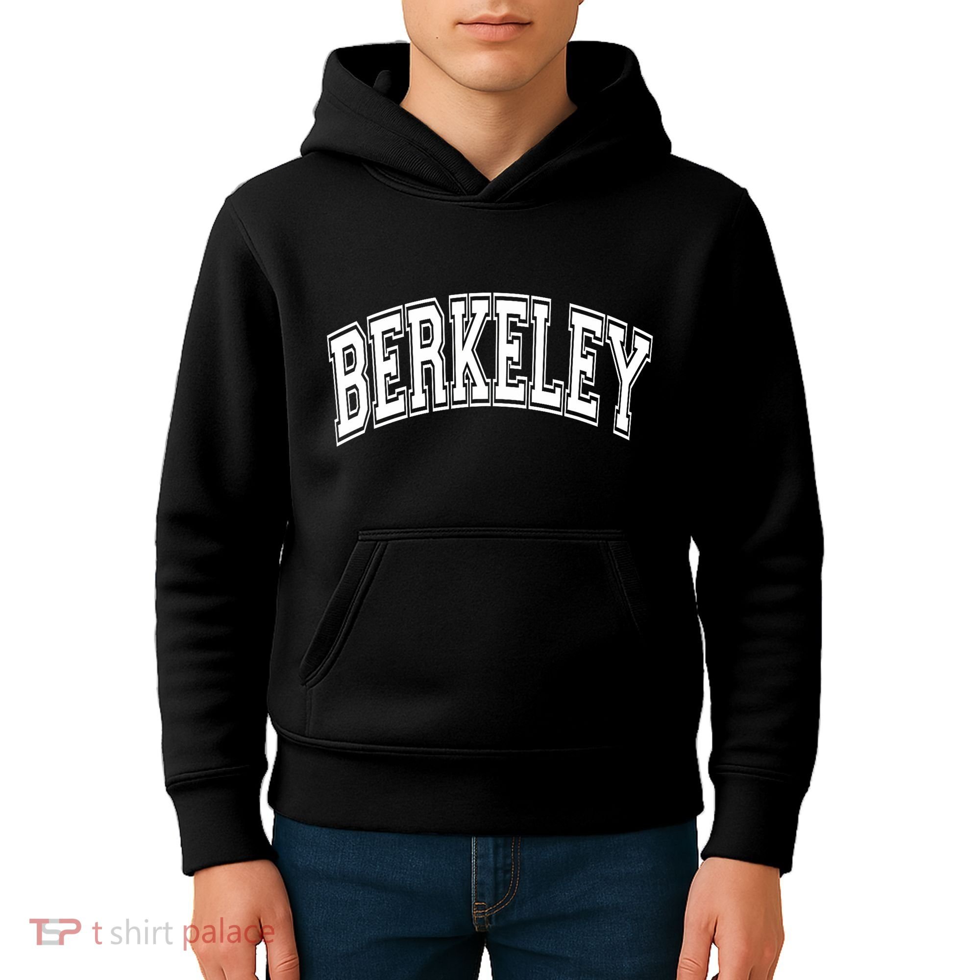 Berkeley Arched White Text Kids Hoodie