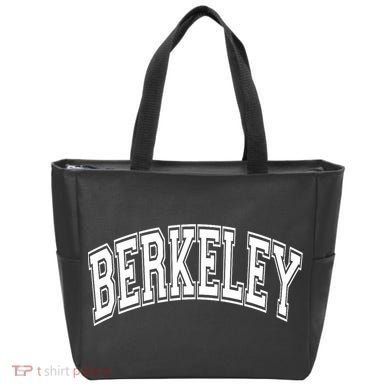 Berkeley Arched White Text Tote Bag