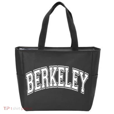 Berkeley Arched White Text Tote Bag