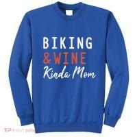 Biking And Wine Kinda Mom Mountain Bike Trails Bycicle Great Gift Sweatshirt thumb 0
