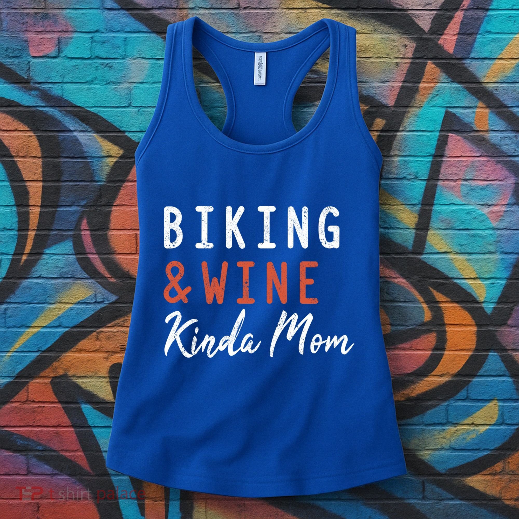 Biking And Wine Kinda Mom Mountain Bike Trails Bycicle Great Gift Women's Tank Top