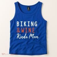 Biking And Wine Kinda Mom Mountain Bike Trails Bycicle Great Gift Tank Top thumb 2