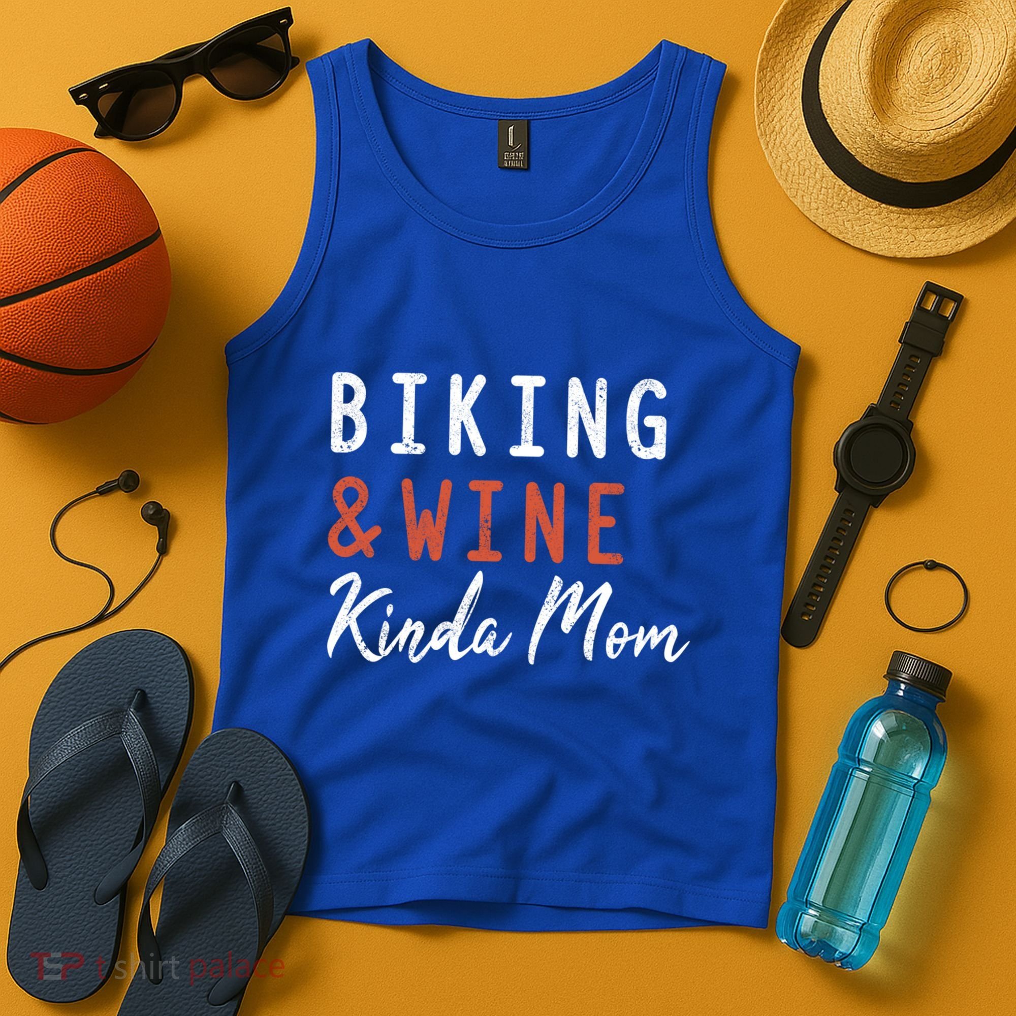 Biking And Wine Kinda Mom Mountain Bike Trails Bycicle Great Gift Tank Top