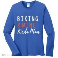 Biking And Wine Kinda Mom Mountain Bike Trails Bycicle Great Gift Women's Long Sleeve Shirt thumb 0
