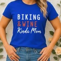 Biking And Wine Kinda Mom Mountain Bike Trails Bycicle Great Gift Women's T-Shirt thumb 2